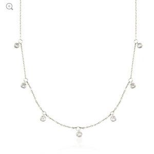 .25 ct. t.w. Bezel-Set Diamond Drop Station Necklace in Sterling Silver